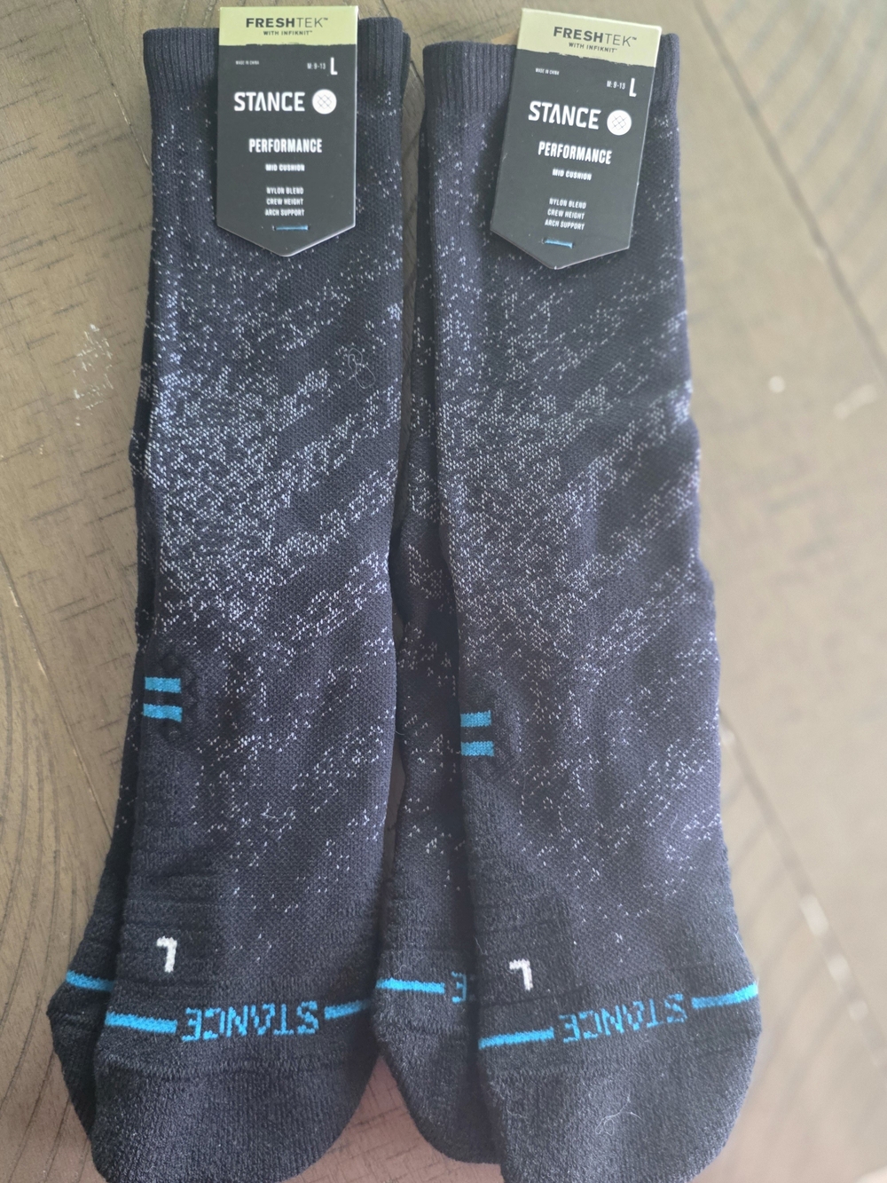Stance Men's Black & Teal Performance Crew Socks (LOT X2)